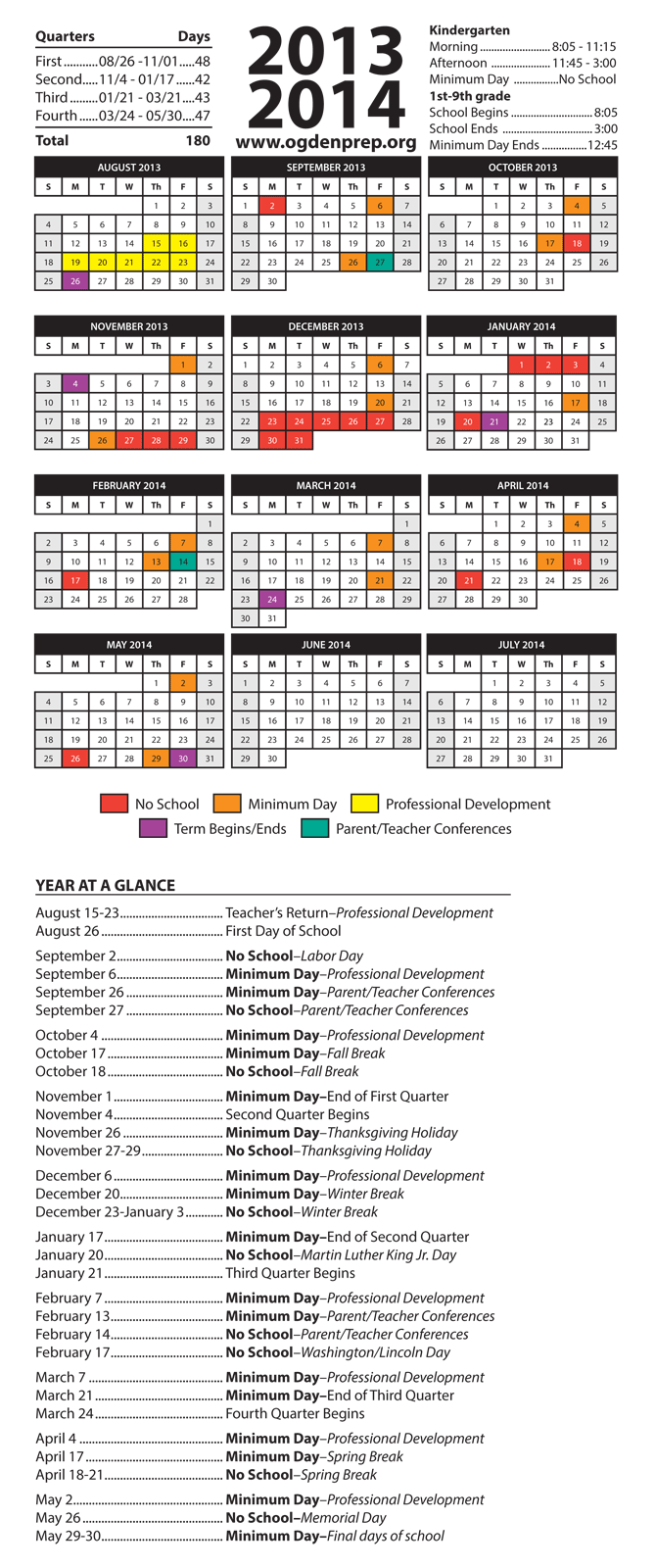 Ogden Preparatory Academy Calendars