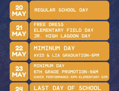 Last Week of School – May 20th-25th